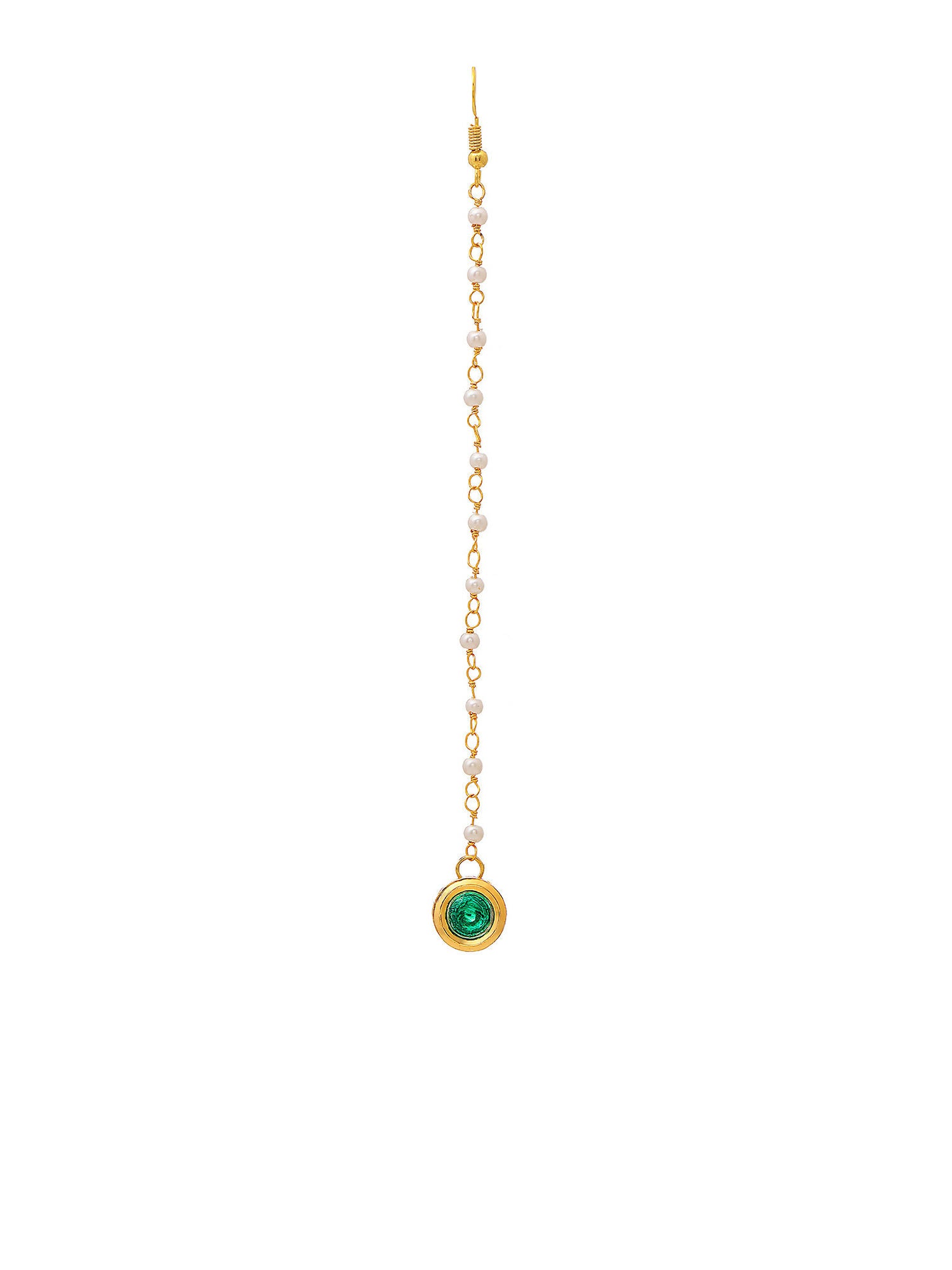 Ruby Raang Green Meenakari Kundan Maang Tikka