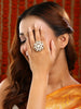 Ruby Raang Traditional Gold Polished White Kundan Ring - Distacart