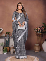 Thumbnail for Aastha Fashion Grey Linen Weaving Saree - Distacart