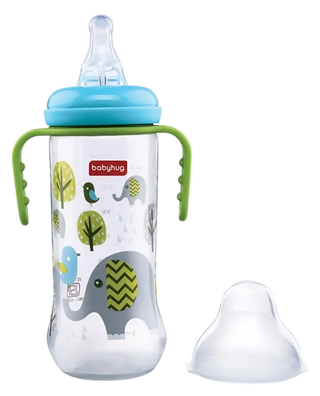 Babyhug Polypropylene Anti-Colic Sterilizable Feeding Bottle With Handle Blue Green - Distacart