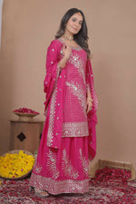 Thumbnail for Teeya Creation Pink Color Natural Crepe Silk Wedding Wear Trending Salwar Suit - Distacart