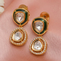 Thumbnail for Duet Gold and Meenakari Earrings (Gold) - Ruby Raang - Distacart