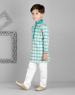 Thumbnail for Joban Fashion Kids Island Cotton Full Sleeves Striped Kurta and Pyjama- Teal Blue - Distacart