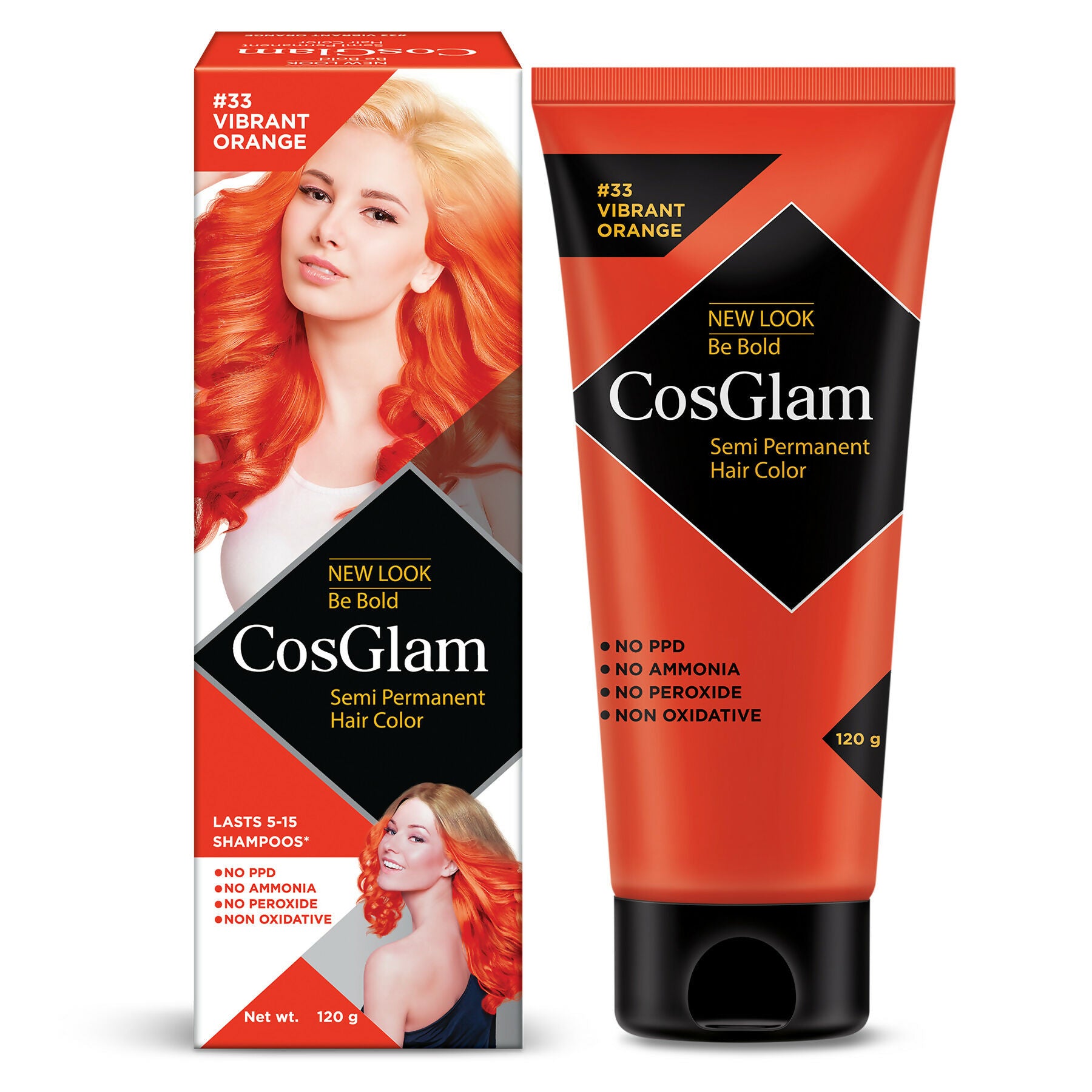 Cosglam Semi Permanent Hair Color for Women & Men (#33 Vibrant Orange) - Distacart