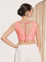 Thumbnail for Joban Fashion Peach Viscose Rayon Padded Blouse With V Neck Sleeveless