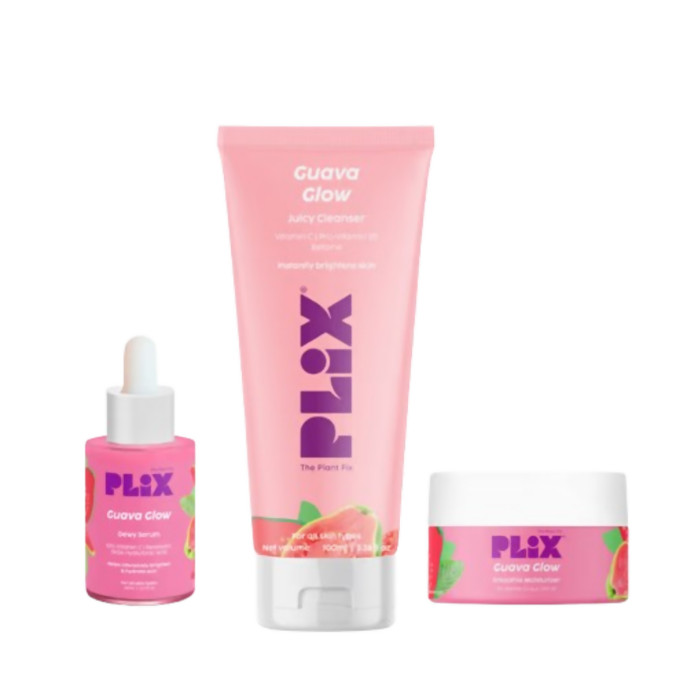 PLIX The Plant Fix Guava Glow Regime With Cleanser, 10% Vitamin C Serum & Moisturizer