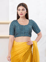 Thumbnail for Joban Fashion Fire-Blue Art Silk Elbow Sleeveless Front Open Blouse