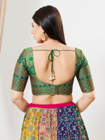 Thumbnail for Joban Fashion Green Multi Brocade Padded Blouse With Sweetheart Neck Elbow Sleeves - Distacart