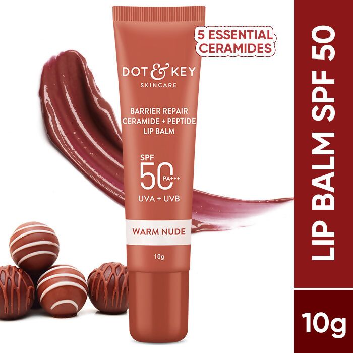 Dot & Key Barrier Repair Ceramide & Peptide SPF 50 Lip Balm - Warm Nude - Distacart