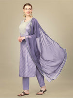 Thumbnail for Jyoti Fashion Women's Lavender Silk Blend Embroidery & Sequence work Kurta with Trouser & Dupatta - Distacart