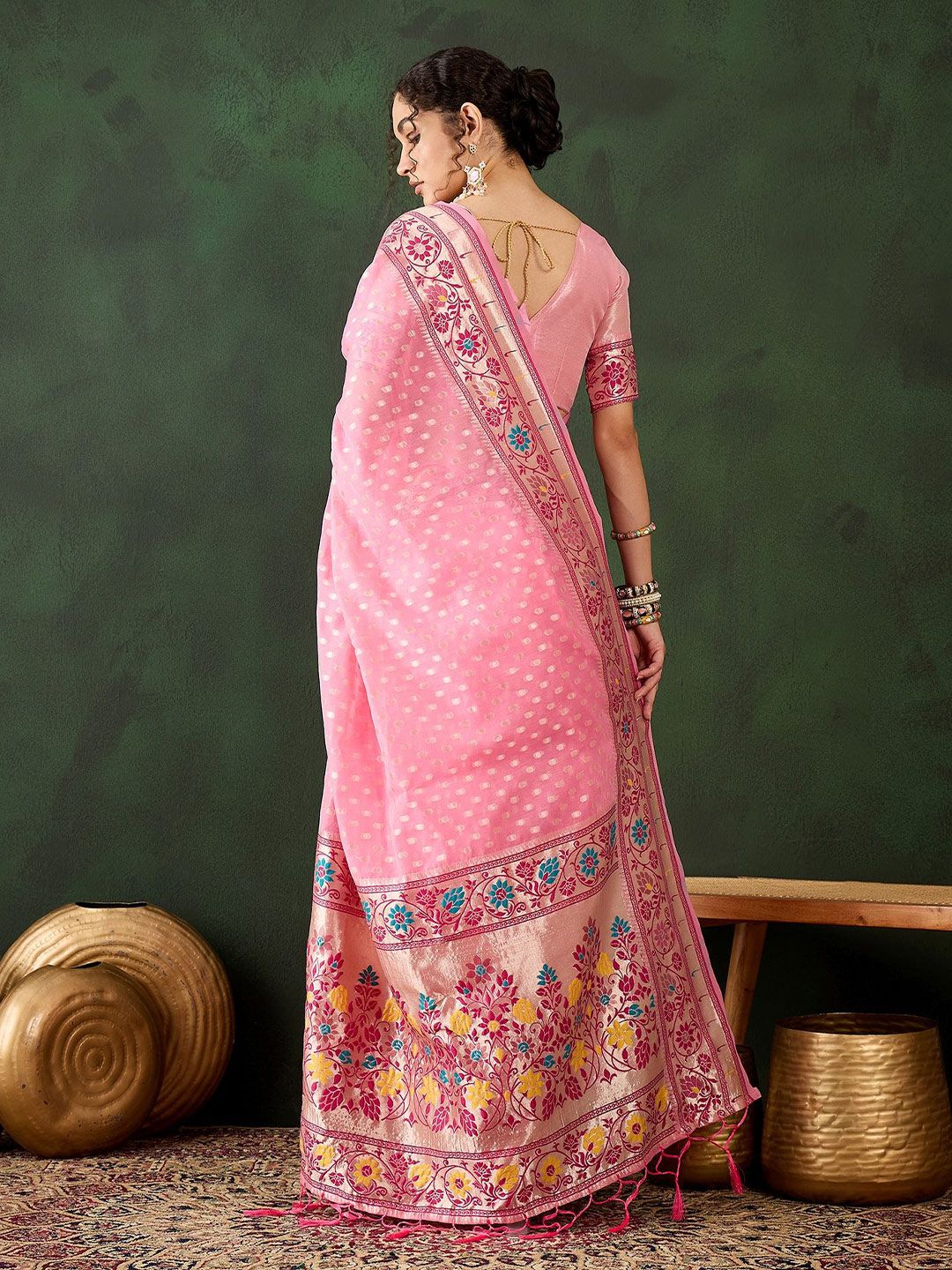 Mitera Ethnic Motifs Woven Design Zari Saree - Distacart