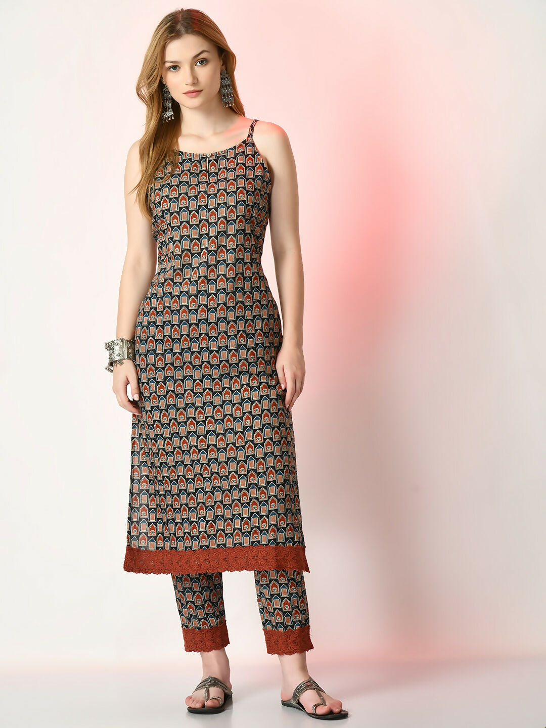 Myshka Women's Multi Printed Kurta With Trousers - Distacart
