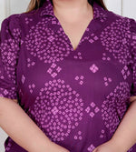 Thumbnail for Miravan Plus Size Womens Purple Bandhani Printed A-Line Maxi Dress - Distacart