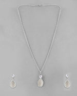 Thumbnail for VOJ Silver Plated White Stone With AD Stone Studded Chain Set - Distacart