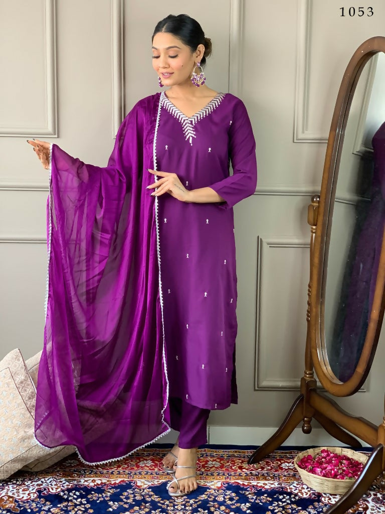 Partywear Designer Ryon Slub White Stitched Suit With Dupatta - Tanisha - Distacart