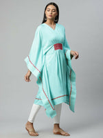 Thumbnail for Ahalyaa Womens Blue Rayon Printed Kaftan - Distacart