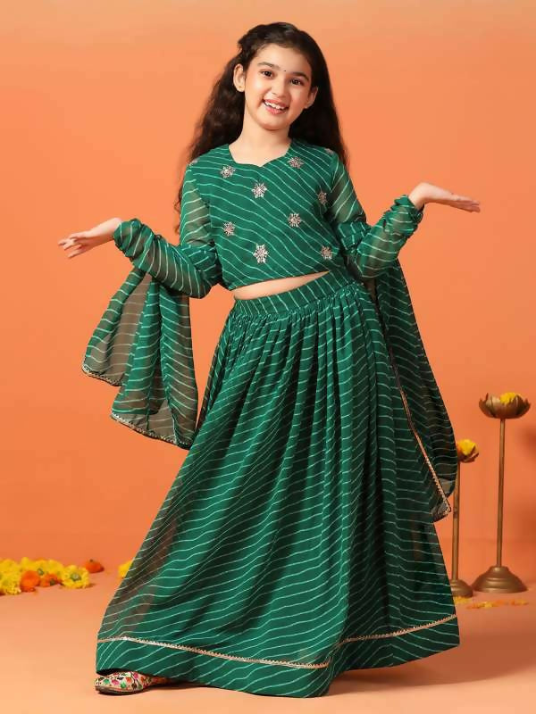 Joban Fashion Girl's Green Color Lehenga Choli