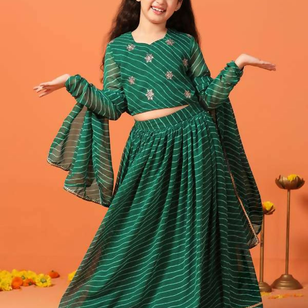 Joban Fashion Girl's Green Color Lehenga Choli
