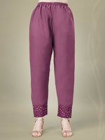 Thumbnail for Jyoti Fashion Women's Onion Cotton Blend Embroidery & Sequence work Kurta with Trouser & Dupatta - Distacart
