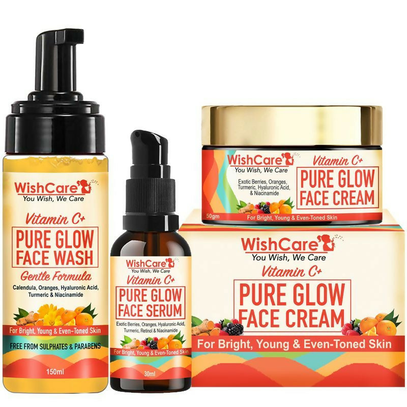 Wishcare Pure Glow Vitamin C Face Kit - For Bright & Young Skin With Hyaluronic Acid & Niacinamide - Distacart