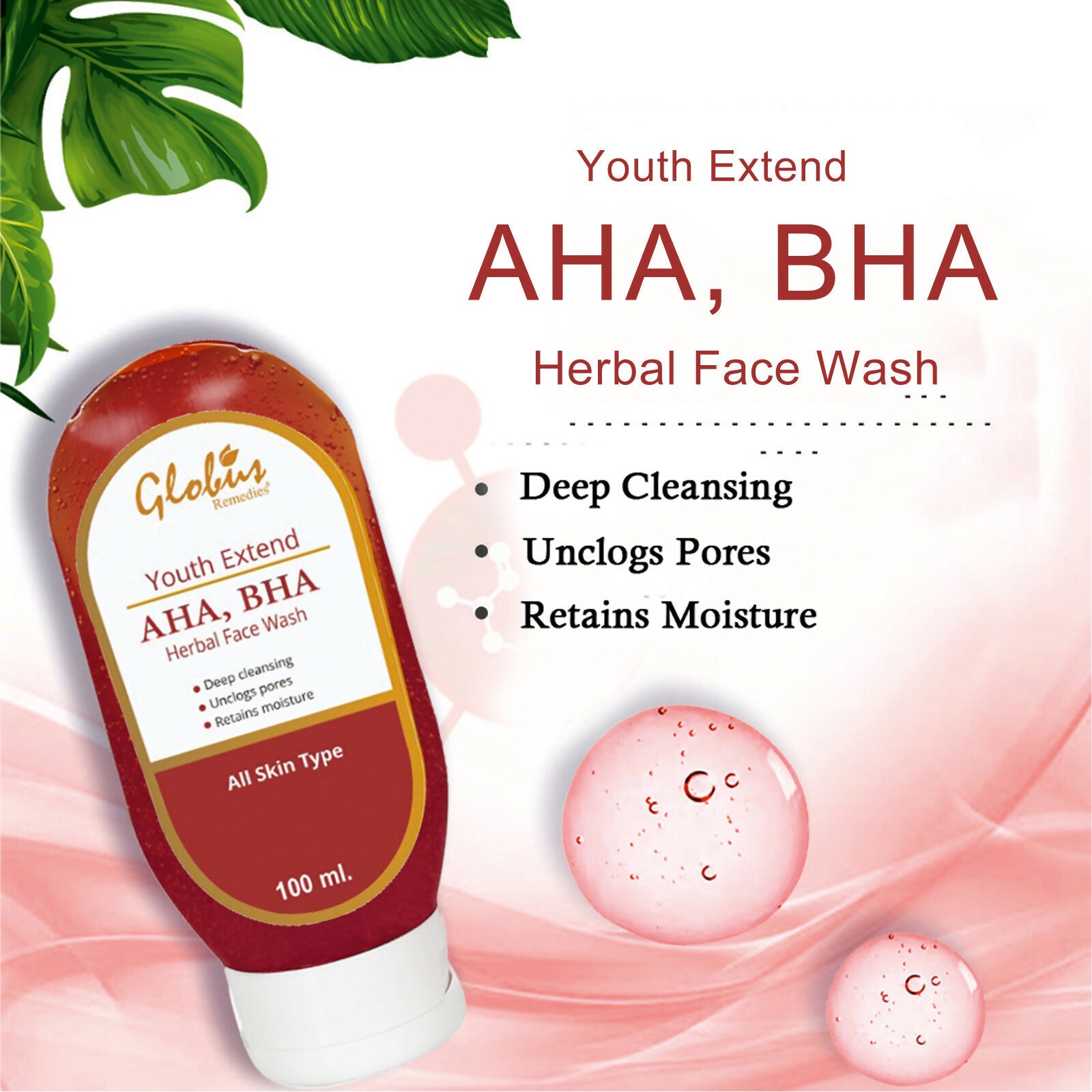 Globus Remedies AHA BHA & Kojic Acid Face Wash, For Skin Brightening