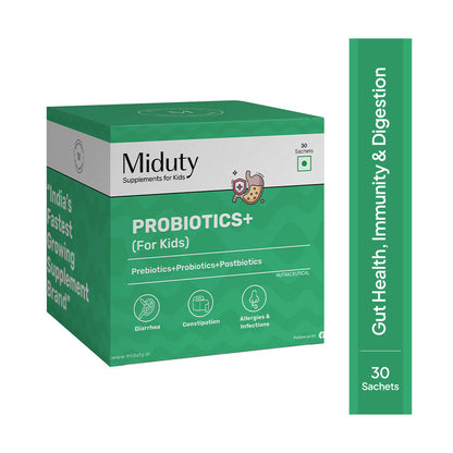 Miduty Probiotics+ Kids - Pre, Pro & Postbiotic, 6B CFU, Sunfiber, Butyrate – Gut & Immune Support - Distacart