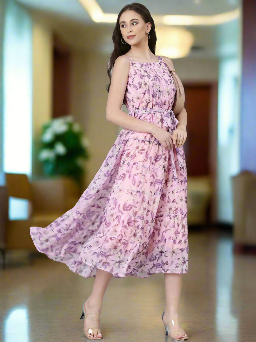 Souchii Floral Chiffon Dress