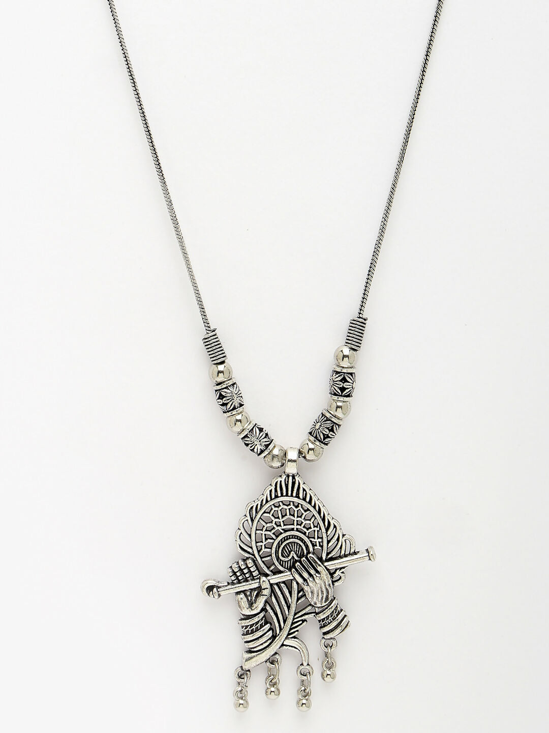 NVR Women's Silver-Toned German Silver Oxidised Pendant with Chain - Distacart