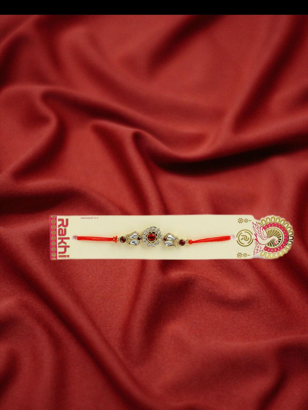 NVR Men Gold-Toned Stone-Studded Rakhi With Roli Chawal & Chocolate - Distacart