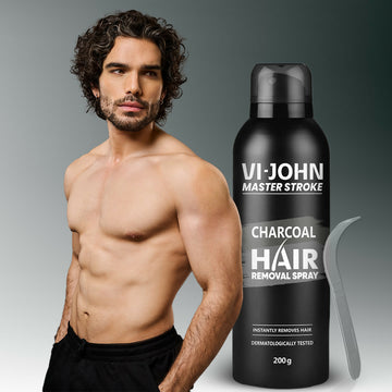 VI-JOHN Dermatologically Tested Master Stroke Charcoal & Aloevera Hair Removal Spray For Men - Distacart