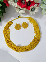 Thumbnail for Inhanns Vibrant Handmade 20 Layers Beaded Necklace With Matching Earrings - Yellow - Distacart