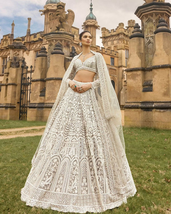 Aastha Fashion White Designer Wedding Wear Lehenga Choli