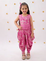 Thumbnail for Lil Drama Khilkhilahat Pink Top and Dhoti Set For Girls