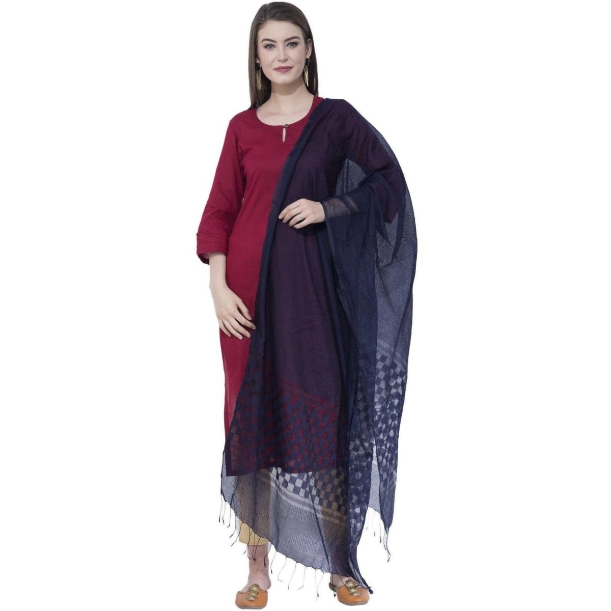A R SILK Navy Blue Color Buta Cutting Dupattas and Chunnis