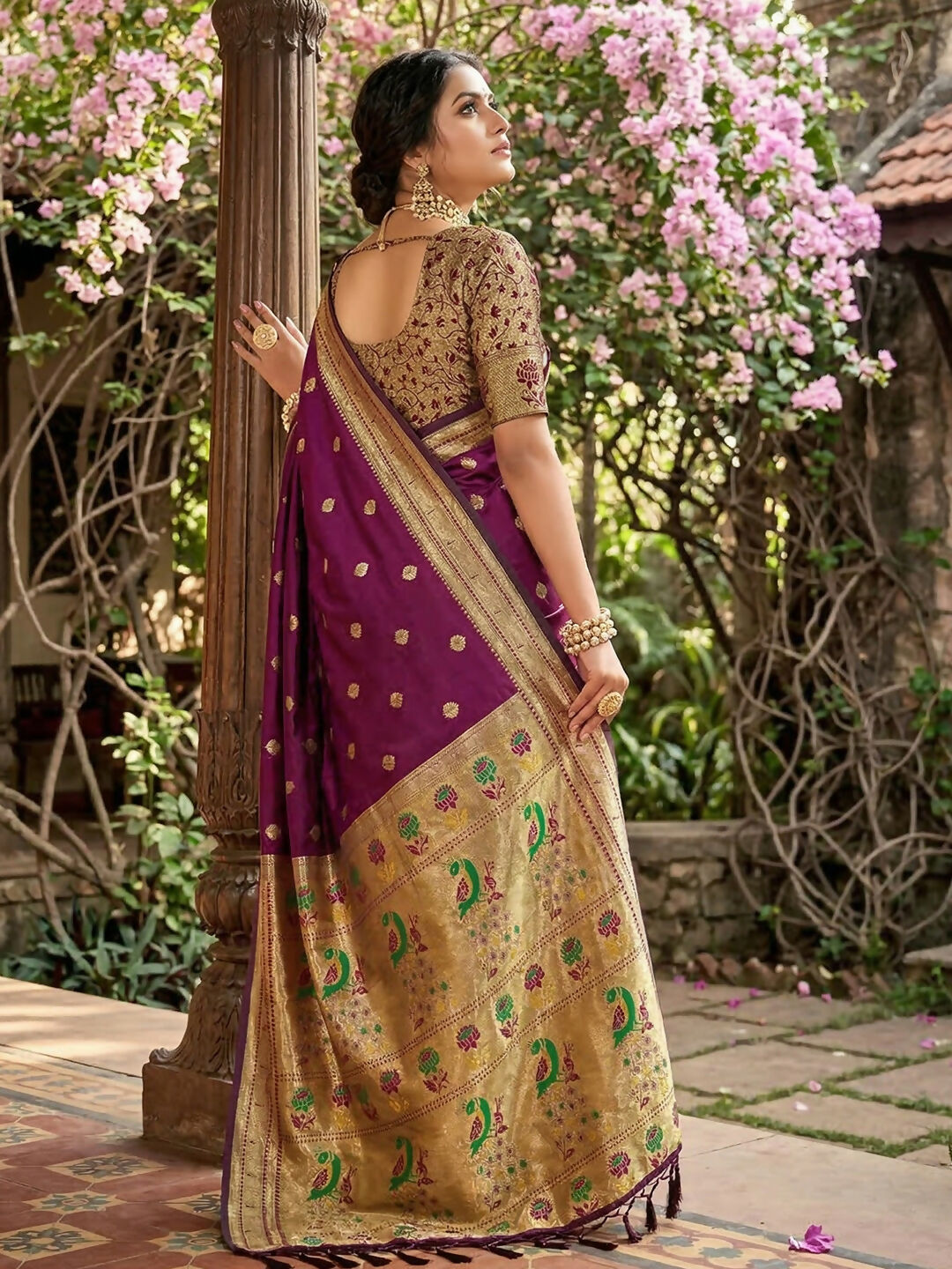 Shree Shyam Fashion Wine Soft Silk Saree - Dista