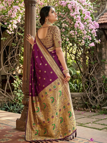 Shree Shyam Fashion Wine Soft Silk Saree - Dista