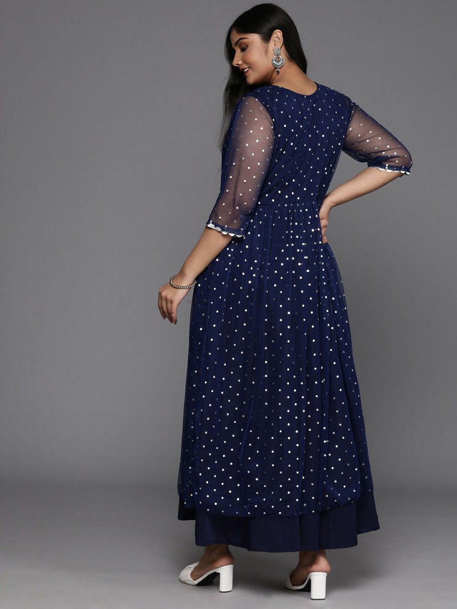 Ahalyaa Women's Traditional wear Ethnic Dress - Navy Blue - Distacart