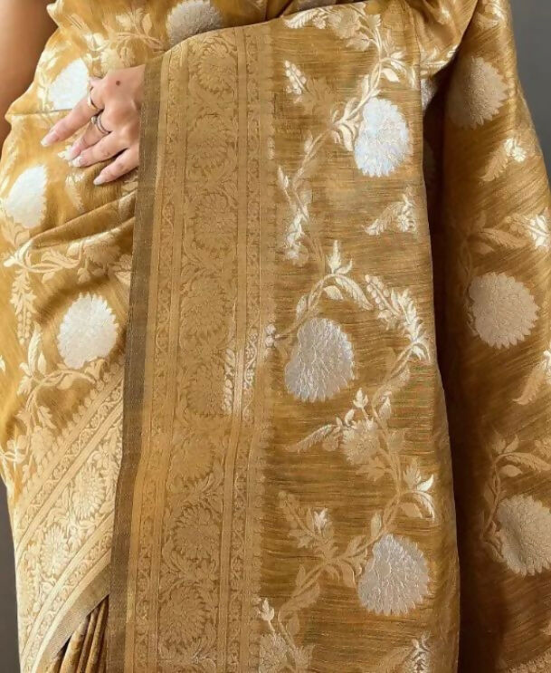 Preksha Creation Banarasi Soft Silk Women Yellow Saree - Distacart