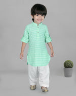 Thumbnail for Joban Fashion Kids Island Cotton Full Sleeves Striped Kurta and Pyjama- Sea Green - Distacart