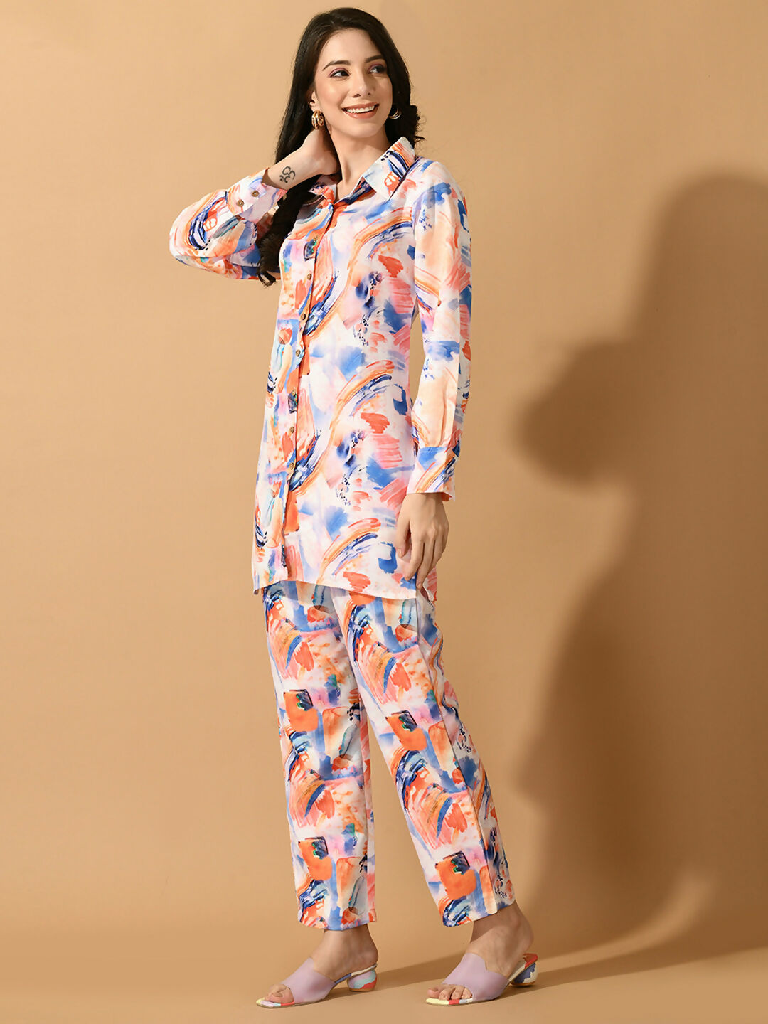 Myshka Women's Multi Printed Shirt With Trousers - Distacart