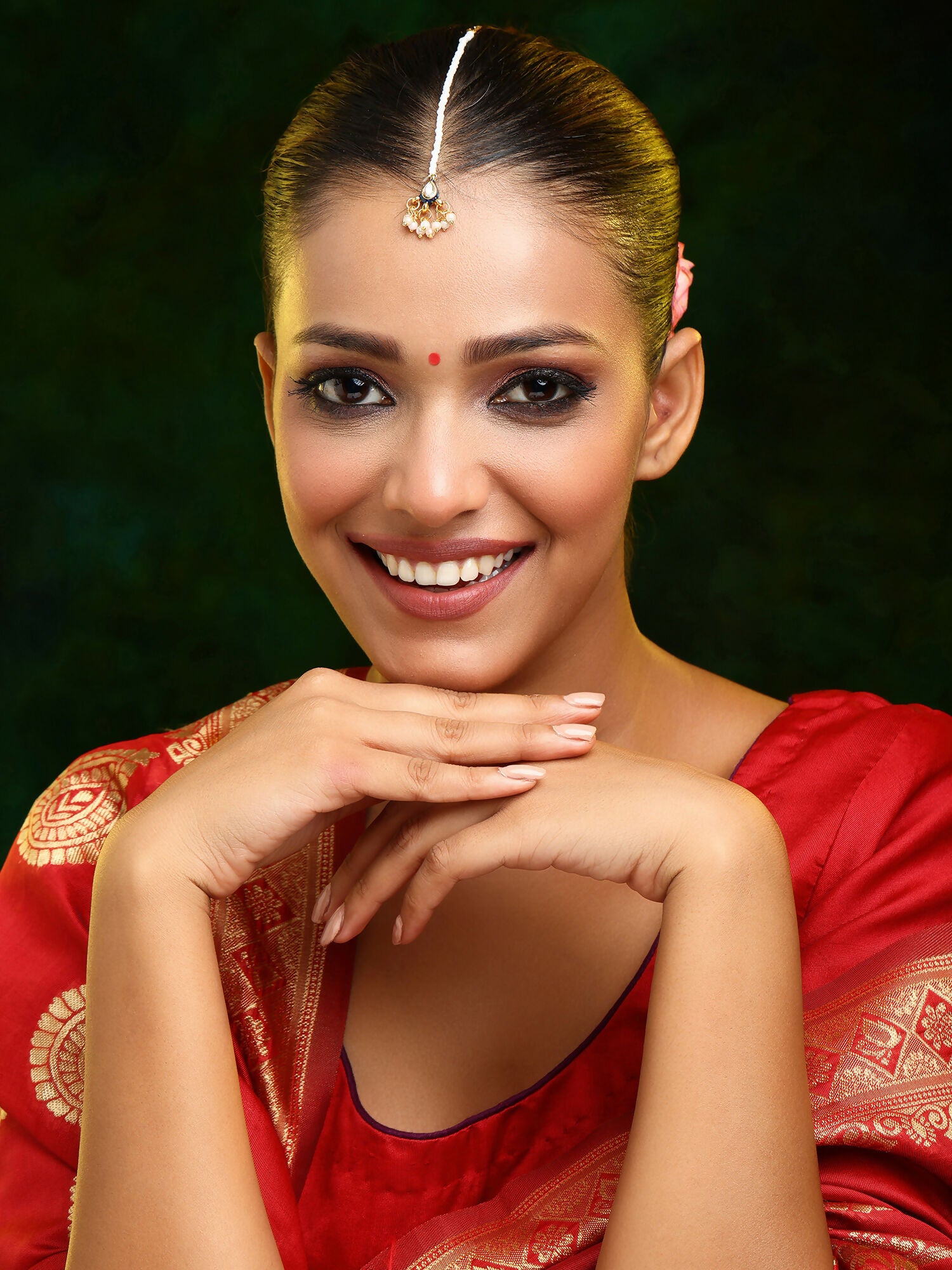 Ruby Raang Gold Polished Gold Kundan Maang Tikka - Distacart