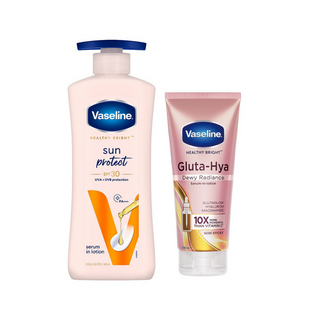 Vaseline Sun Protect SPF 30 Body Lotion & Gluta-Hya Dewy Radiance Serum-In-Lotion Combo - Distacart
