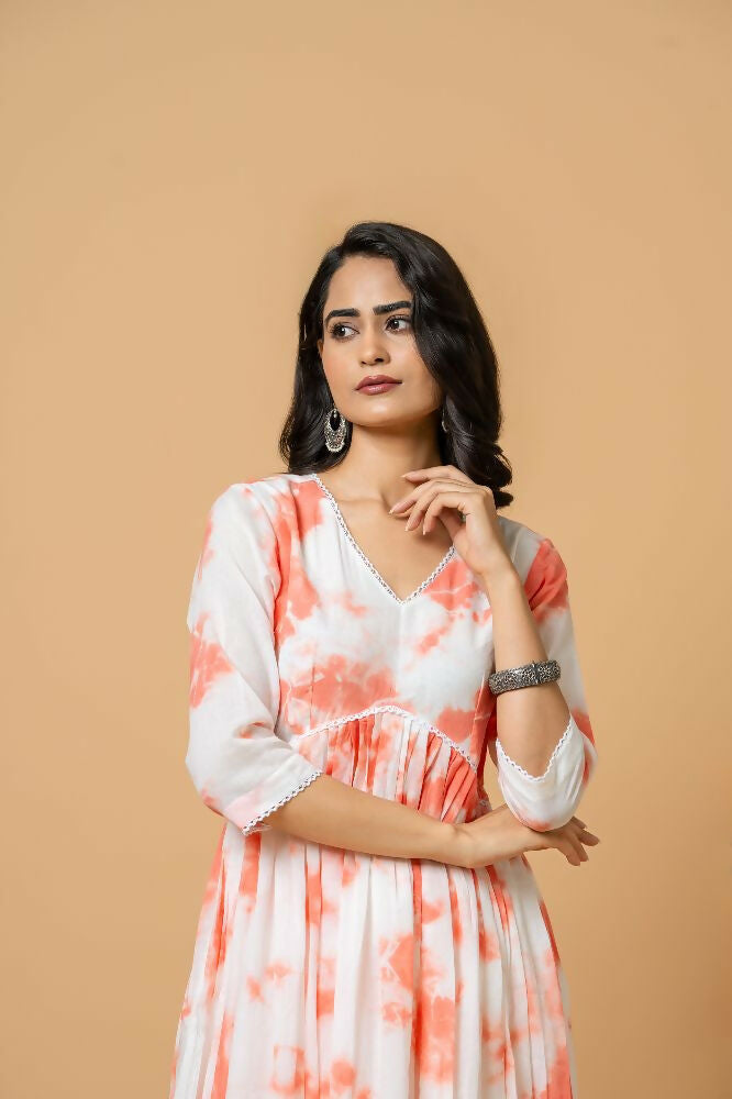 Joban Fashion Peach Tie & Dye Kurta Pant Set - Distacart
