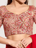 Thumbnail for Joban Fashion Off White Cotton Padded Blouse With Sweetheart Neck Elbow Sleeves - Distacart