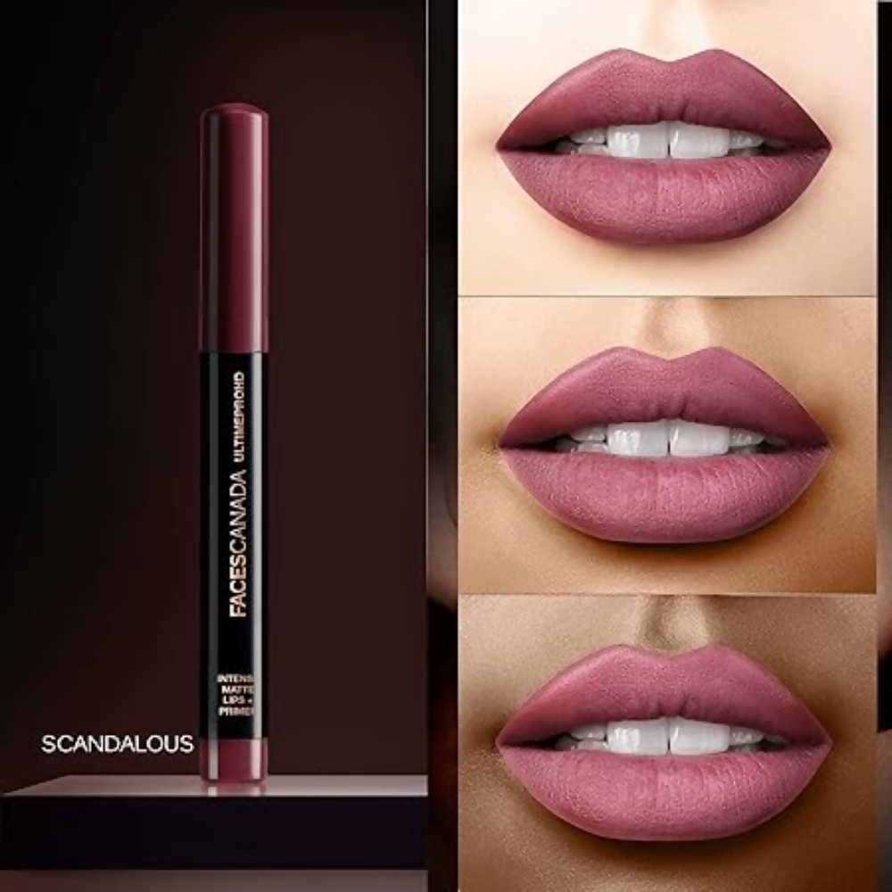 Faces Canada Ultime Pro Hd Intense Matte Lipstick + Primer - Scandalous (Nude) - Distacart