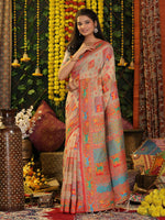 Thumbnail for Astita Linen Cotton Off White Saree