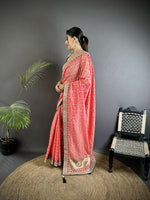 Thumbnail for Joban Fashion Baby Pink Bandhej Bandhani Vichitra Silk Bandhani Prints Saree