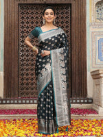 Thumbnail for Astita Teal Silk Saree