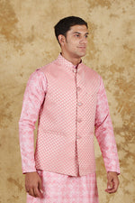 Thumbnail for Bluesaanchi Men's Jacquard Pink Waistcoat - Distacart