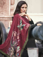 Thumbnail for Aastha Fashion Women's Black Velvet Floral Digital Printed Kurta with Trouser & Dupatta - Distacart